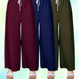 vspcreation Pack of 3 Women Regular Fit Multicolor Lycra Blend Trousers-picture-48