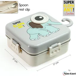navtan Supar Elephant 6 compartment Stainless steel Lunchbox With Spoon 6 Containers Lunch Box image 3
