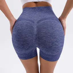 fshway Solid Women Blue Sports Shorts, High Waist Shorts, Cycling Shorts, Gym Shorts, Running Shorts, Boxer Shorts image 2