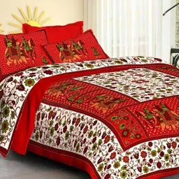raj devi jaipur Cotton Double Flat 144 TC Printed Bedsheet-picture-20