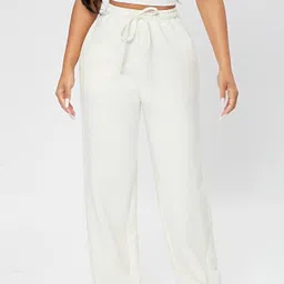 dockstreet Women Solid White Track Pants image 5