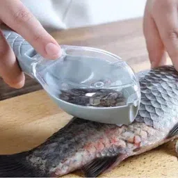 shoply Fast Remove Fish Skin Scraping Brush Fishing Scale Brush Graters Cleaning Peeler Plastic Scraper Kitchen Cleaning Fishes Knife(Blue) Fish Scaler image 1