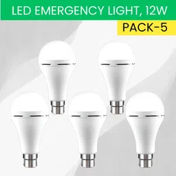 sacro 12W Rechargeable Inverter LED Bulb with Upto 4H.Power Cut Lighting Pack of_5Q138 4 hrs Bulb Emergency Light image 1