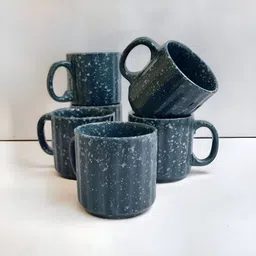 boncel Pack of 6 Ceramic Green Marbal Texture Tea/Coffee Cup set - 160 ML Each-picture-18