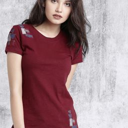 roadster Casual Regular Sleeves Solid Women Maroon Top-picture-18