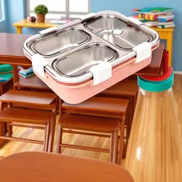 colorbee Durable 750 ml 3-Compartment Stainless Steel Lunch Box for Daily Office Lunch 3 Containers Lunch Box-picture-47