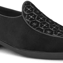 House Of Pataudi Men Black Faux Leather Casual Slip On Loafers Loafers For Men image 2