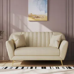 Yardley Chenille Fabric 2 Seater Sofa in Beige Color-image-4