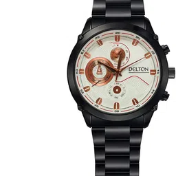 delton BLK Analog Watch - For Men Black Chronograph Men's Watch with Rose Gold Accents image 2