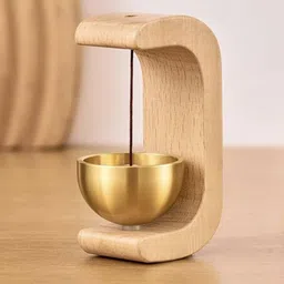 dojo mart Wooden Chime Brass Good Luck Bell for Home, Self-adhesive Wooden, Brass Japanese Bell-picture-26