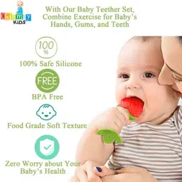 ravuk Fruit Shape Silicon Baby Teether- Safe, Soft, and BPA-Free (Pack of 3) T3W Teether image 3