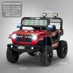 oh baby by flipkart 908 HIGH QUALITY JEEP, kids REMOTE,SWING FUNCTION ELECTRIC Jeep Battery Operated Ride On image 2