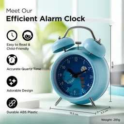 ekhasa Analog Table Alarm Clock for Study Table & Kids Bedroom | Night Light Blue Clock image 3