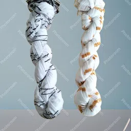 roundx Acrylic Printed White, Yellow Women Dupatta-picture-19