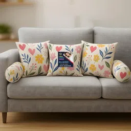 villagers Microfibre Bolster Pack of 5 Floral 3 Cushion and 2 Bolster image 4