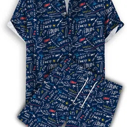 doraemon fashion Men Night Suit Set Blue, White Printed-picture-28