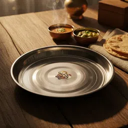 rjn Pack of 2 Stainless Steel Classic Shine Stainless Steel Thali Dinner Set image 4