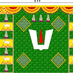 epoojacart (Model - 39) Namam with Side Gomatha and Flower Design Backdrop (5x8 Ft) Festival Decoration Tapestry image 2