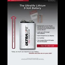 microusb Ultralife 9Volt U9VLJPX Lithiumfor Sensors and Memory BackupsBattery image 2