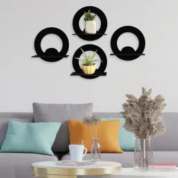 Round (Set of 4) Engineered Wood Wall Hanging Planter by Random image 1