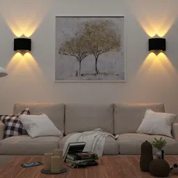 spark world Modern LED Wall Lamp Waterproof IP65 8W, Aluminum Casting Up Down 4 Way Outdoor Round LED Wall (Black, WARMWHITE Pack of 1) 4WAY Gate Light Outdoor Lamp image 3