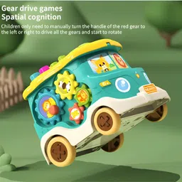 jollyora Frog Sliding Car Musical Learning Bus Toy for Kids with Piano & Drag Feature image 3