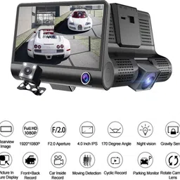 ayw 170 Degree/3 Lens G-Sensor 4Inch 3 Way DVR Video Recorder For Car Black LCD image 5
