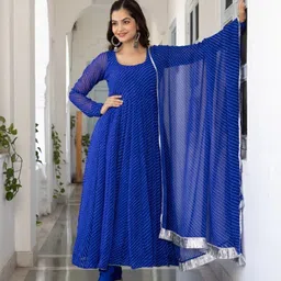 ashiya fab Self Design Georgette Stitched Anarkali Gown image 3