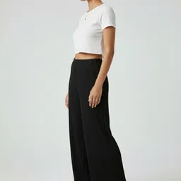 moda rapido Women Flared Black Cotton Blend Trousers image 4