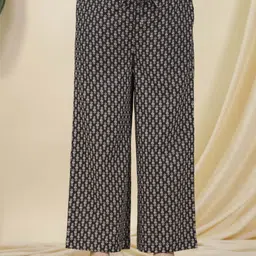 aramya Women Comfort Fit Black Pure Cotton Trousers image 1