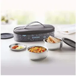 borosil Carry Fresh Lunchbox, 2pc Set (180ml Each) Horizontal Tiffin for Office 2 Containers Lunch Box image 3