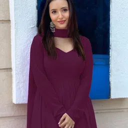 houseofcommon Solid Georgette Stitched Anarkali Gown image 2