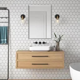 rworld 12" inch x 18" inch Beveled Finish Mirror. Perfect For Bathroom Bathroom Mirror image 1