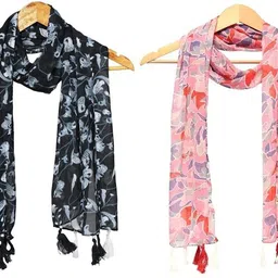 stolevilla Printed Chiffon Women Multicolor Scarf, Stole, Fancy Scarf image 1