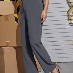 kronmenien Women Regular Fit Grey Lycra Blend Trousers image 4