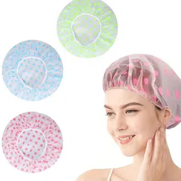 ruhanest Women Shower Cap Waterproof & Reusable Hair Cap (Pack of 3)-picture-27