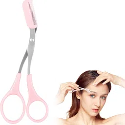 diversa Eyebrow Trimming Scissors with Protective Comb 2-in-1, Stainless Steel Blades Scissors image 1