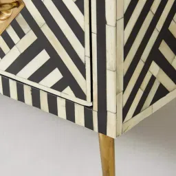 casagold Chevron Bone Inlay Side Board Table In Black Colour image 5