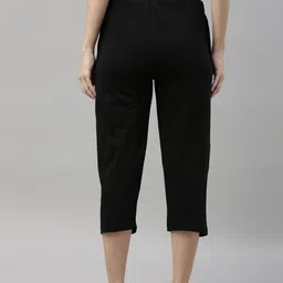 kryptic cotton relaxed fit lounge capri with side pocket Women Black Capri image 2