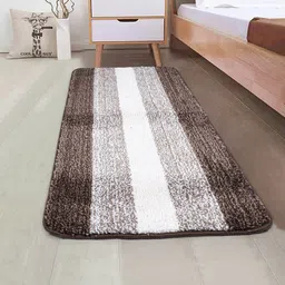 saral home Brown Microfibre 39 x 20 Inches Machine Made Floor Runner image 1