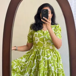 assamica Women Fit and Flare Green Midi/Calf Length Dress image 4