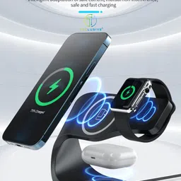 TECLUSIVE 15W Magnetic 3 in 1 Wireless Charger for iPhone 16 15 14 Pro Max/iWatch/AirPod Charging Pad image 2