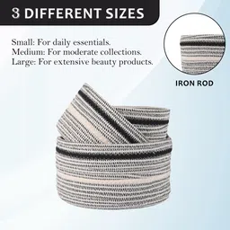 heart home Cotton (Set of 3) Aesthetic Foldable Rope Basket for Storage | GM-29-GRY | Grey + White Storage Basket image 4
