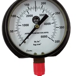 japsin Dial Pressure Gauge 0-5000 PSI, MS Body Dia 4", Bottom Connection Brass 3/8" BSP Ring Gauge-picture-12