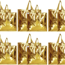 heart home Gold Shiny Shopping Re-usable Eco-Friendly Hand Bag,Small & Large Size-Pack of 12 (Gold) Pack of 12 Grocery Bags-picture-19