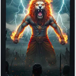 lookat Narasimha Avatar Wall Hanging Frame for Home Living Room decor | Size A4 Religious Frame-picture-38