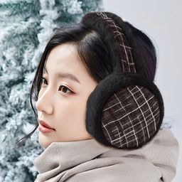 syga Winter Earmuffs with Plush, Warm & Cozy Lattice Pattern for Kids, Adult (Black) Ear Muff-picture-26
