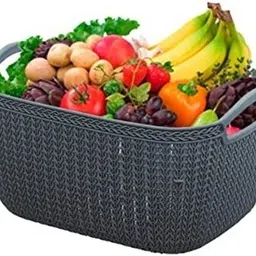 homestic Plastic Q-5 Unbreakable Plastic Medium Size Flexible Storage Baskets (Grey) Storage Basket image 3