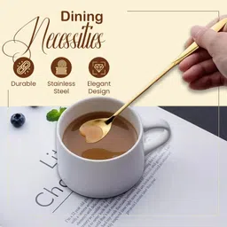 milicrystal Stainless Steel Gold Plated Flower Design Coffee & Dessert Spoon Set (4 pcs) Stainless Steel Ice-cream Spoon image 4