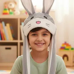 grabello Rabbit cap with moving ears fur inside bunny cap with LED lights for kids Ear Muff-picture-16